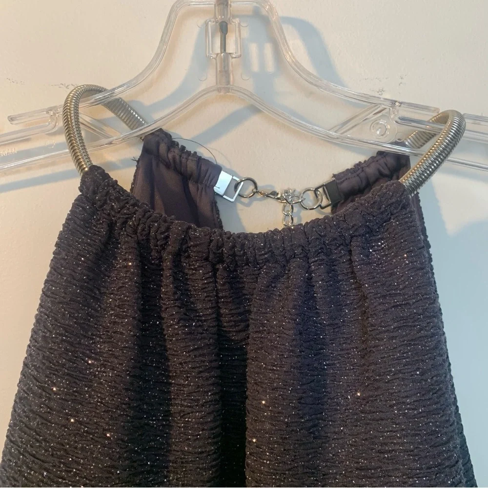 Eliza J Halter Dress Size 6 Color Metallic Gray with Shimmer and Silver Hardware